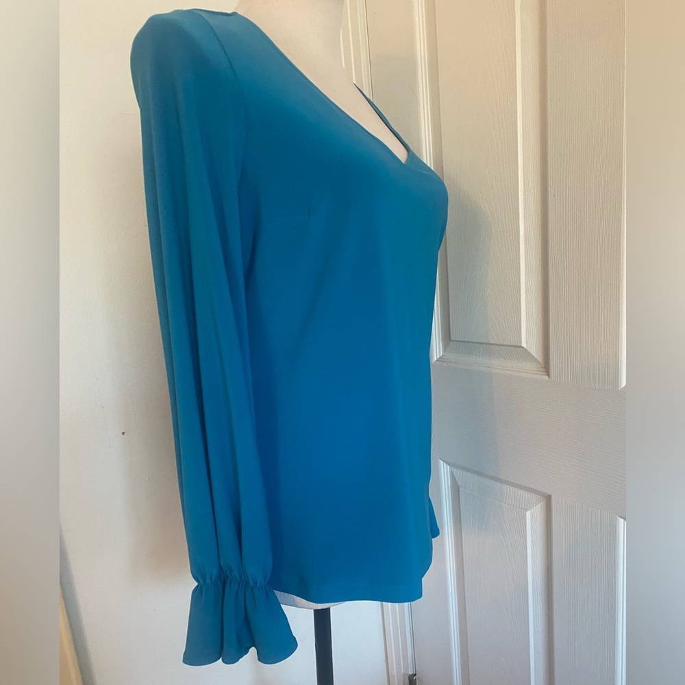 Joseph Ribkoff Pacific Blue Ruffled Cuff Top - Picture 7 of 9